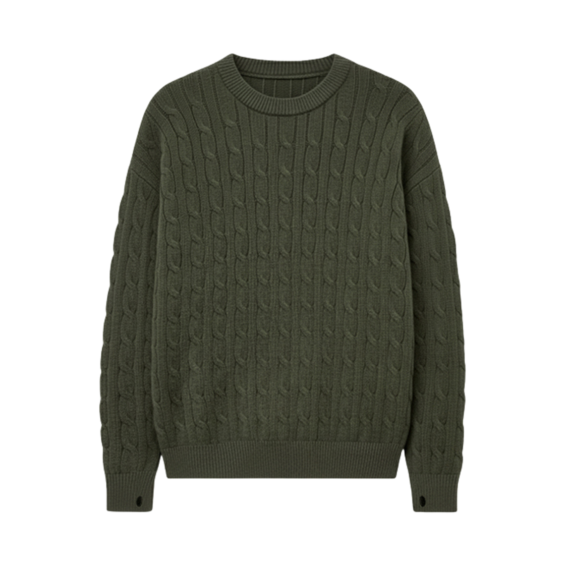 GC린드라운드니트꽈배기케이블-카키 GCLIP Basic Loose Fit Crew Neck Cable Knit T-Shirt Khaki