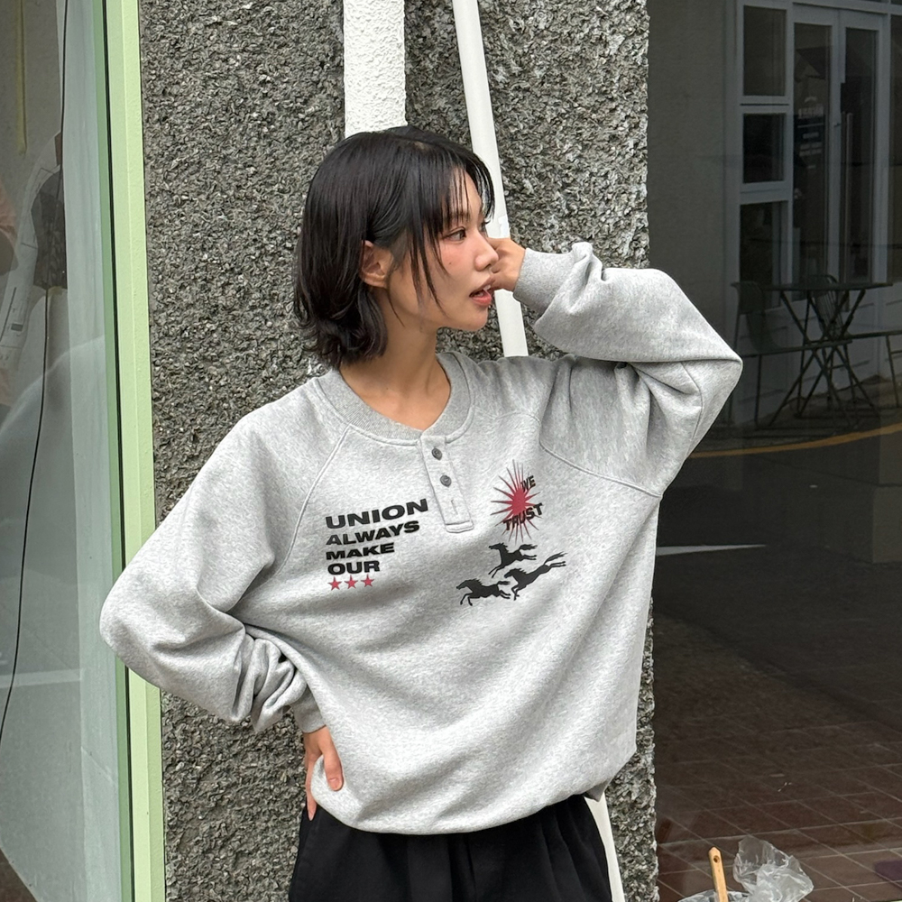 아모우 썬 홀스 헨리넥 그레이(AMOU Sun Hosre Henley Neck Gray) - 6
