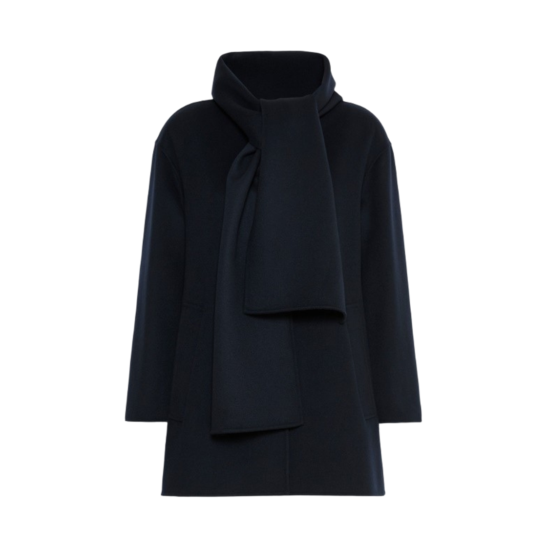 (W) S 막스마라 알리시아 스카프 숏 울 코트 미드나잇 블루((W) S Max Mara Alicia Short Wool Coat with Scarf Midnight Blue)