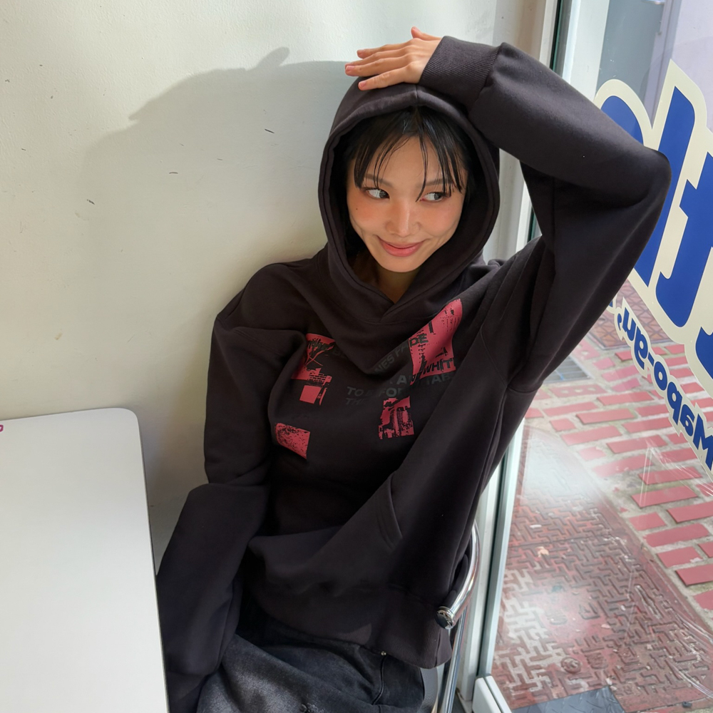 아모우 페이드 픽쳐 후디 블랙(AMOU Fade Picture Hoodie Black) - 5