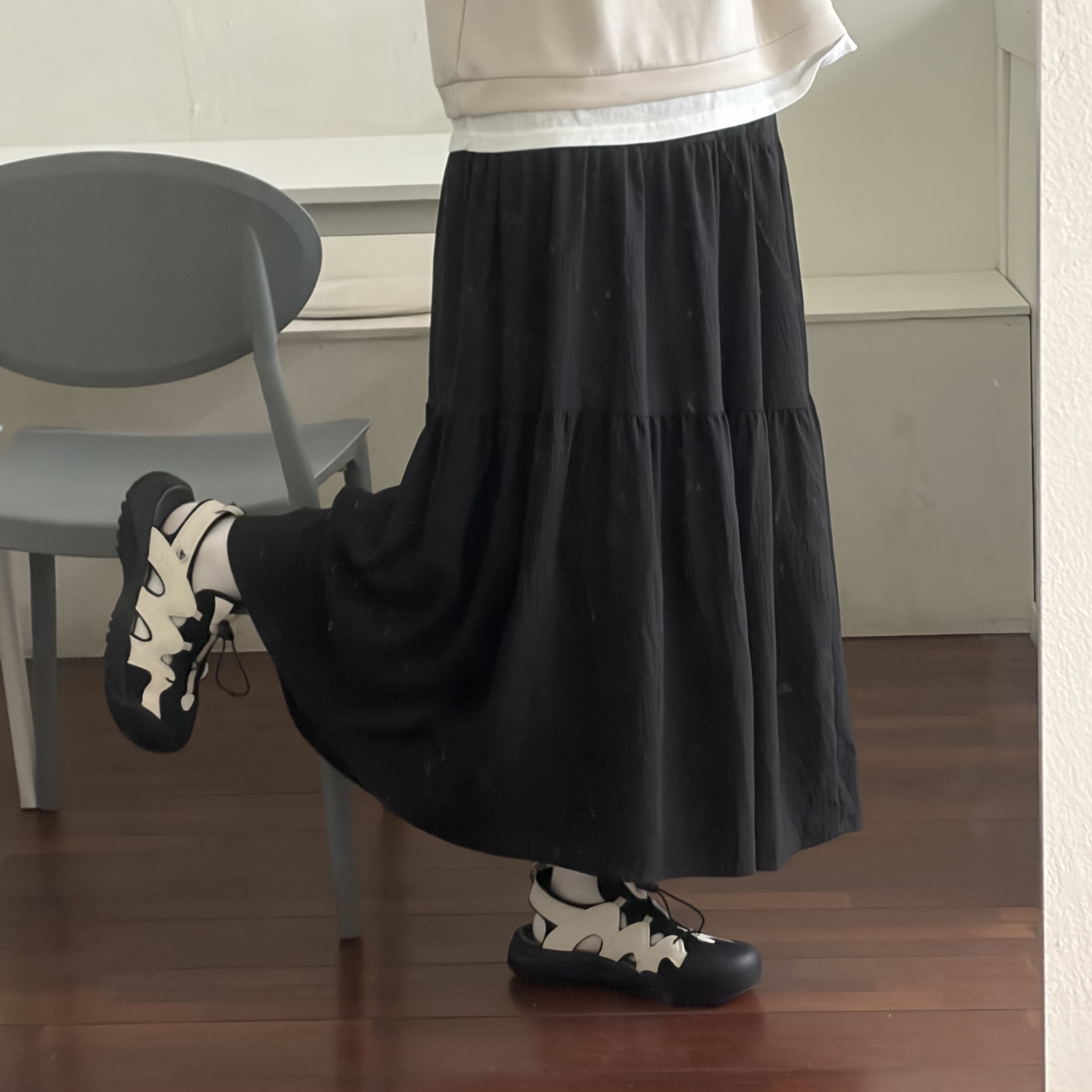 (W) Fila Peito SD v2 Black White 착용 스타일