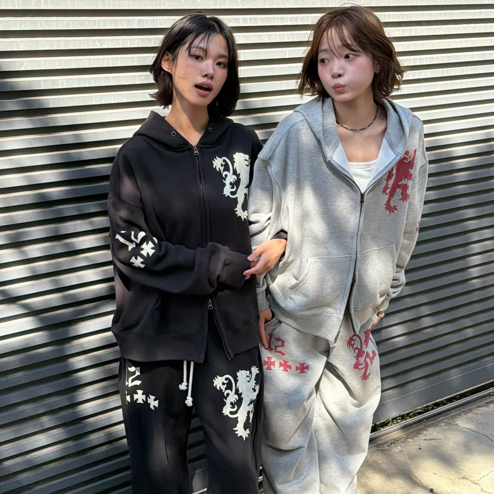 아모우 라이언 스웻 팬츠 블랙(AMOU Lion Sweat Pants Black) - 5