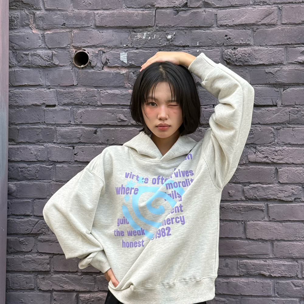 아모우 몰리 레터링 후디 오트밀(AMOU Molly Lettering Hoodie Oatmeal) - 5