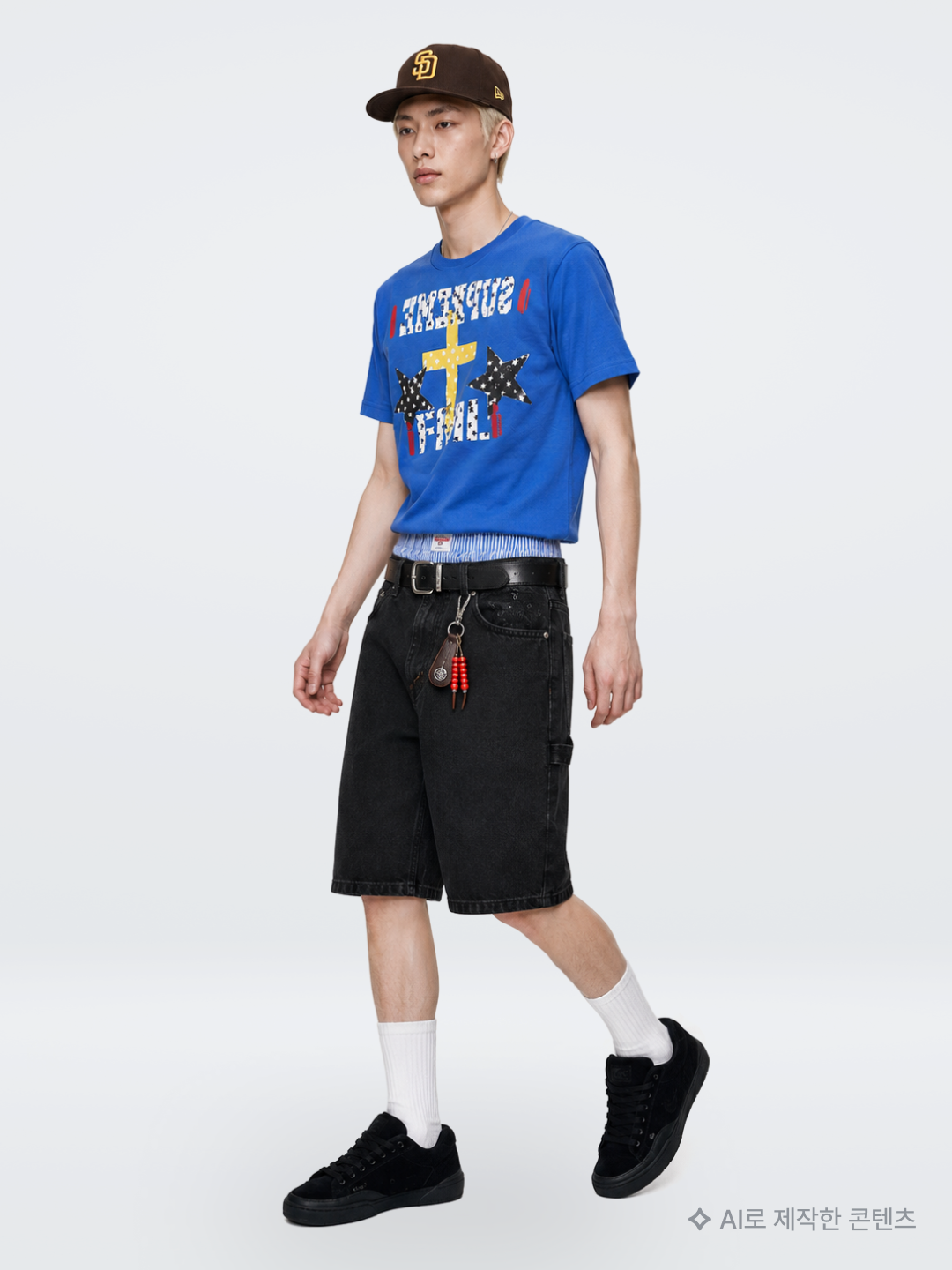 Keymisery Human Print Crop T-shirt Offwhite, [트리플적립] PACOSPLY Allday Jeans Blue 착용 스타일 - 7