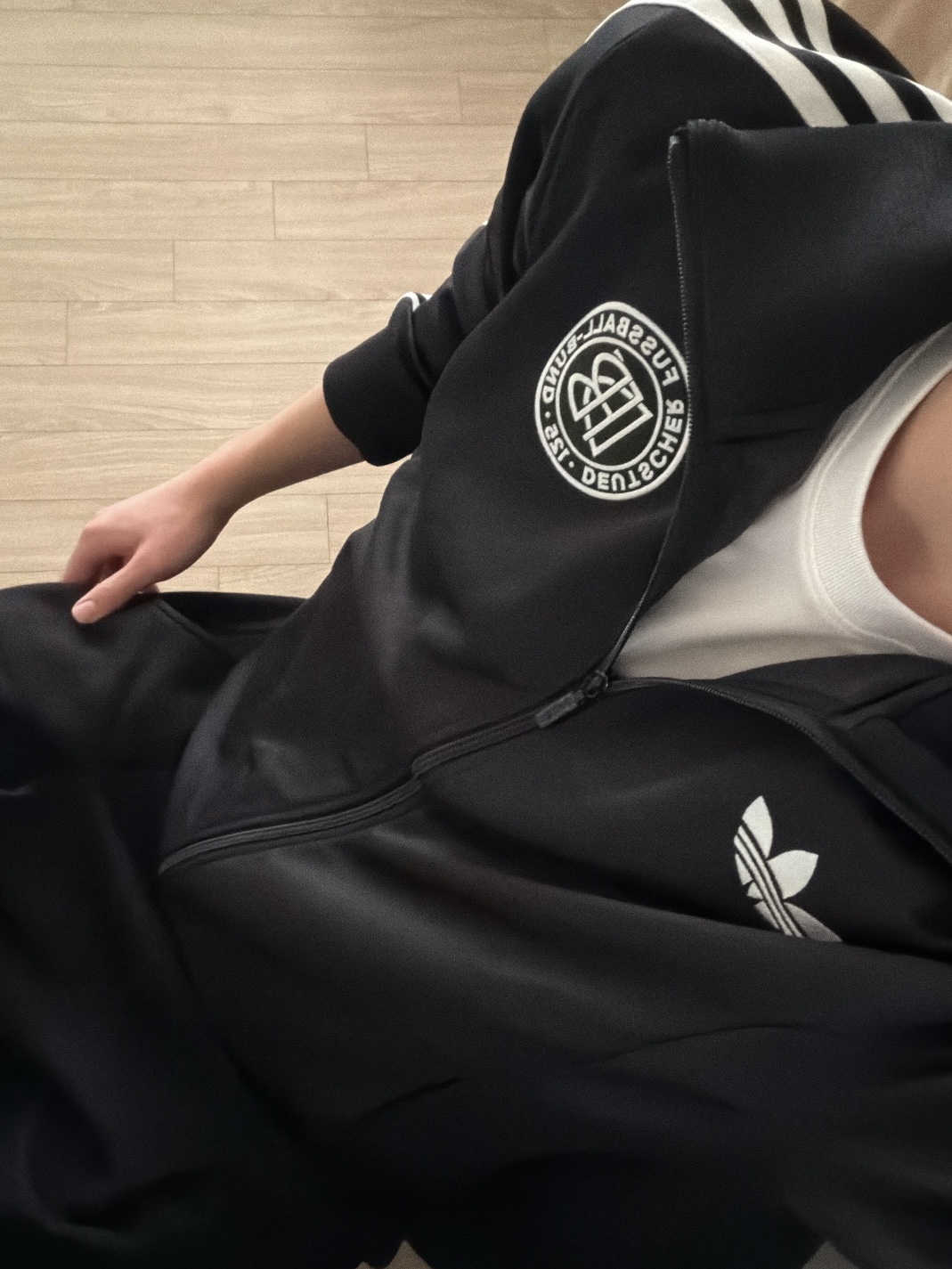 Adidas Germany 125th Anniversary Track Top Black - KR Sizing 착용 스타일