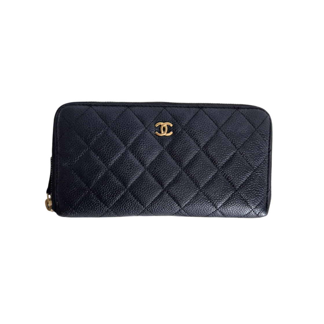 샤넬 캐비어 지퍼돌이 장지갑 블랙(Chanel Caviar Zip Wallet  Black)