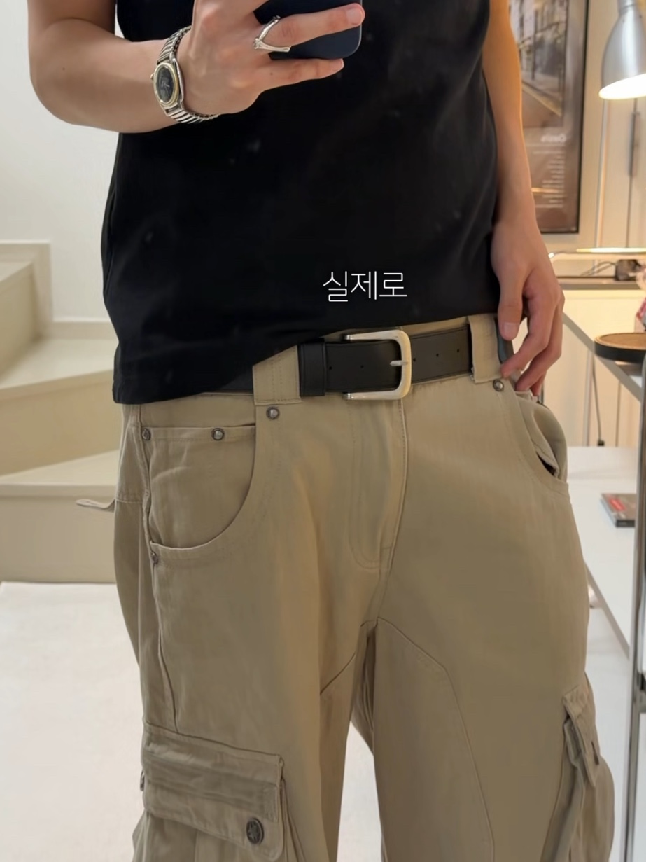 AX CONNECTION Signature Bold Logo Belt 착용 스타일 - 1