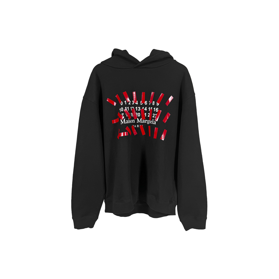 ITLLTU7LBK46 Maison Margiela Men Taped Number Logo Oversized Hoodie Black
