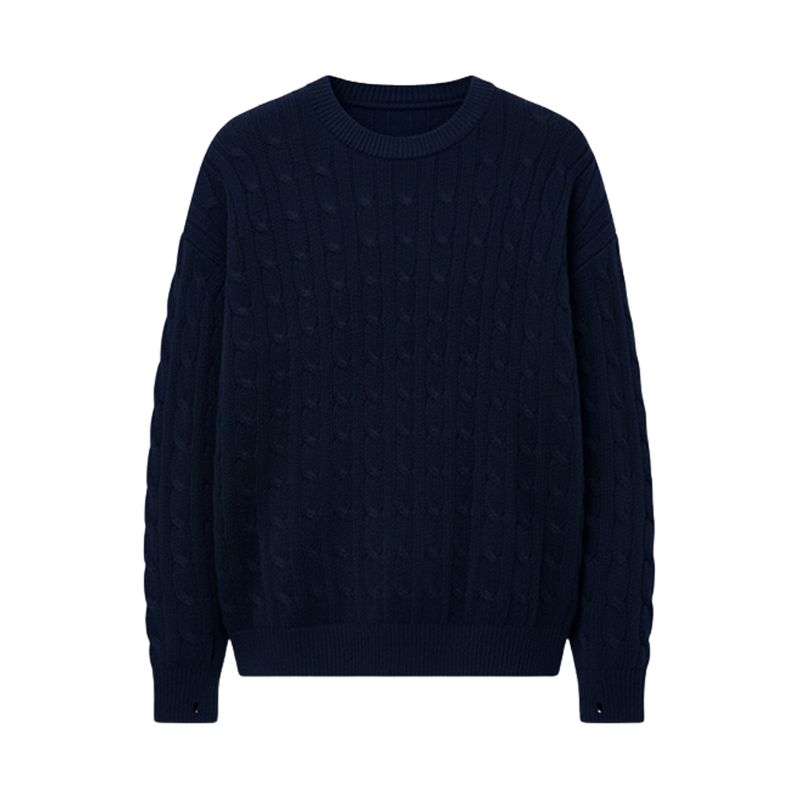 GC린드라운드니트꽈배기케이블-네이비 GCLIP Basic Loose Fit Crew Neck Cable Knit T-Shirt Navy