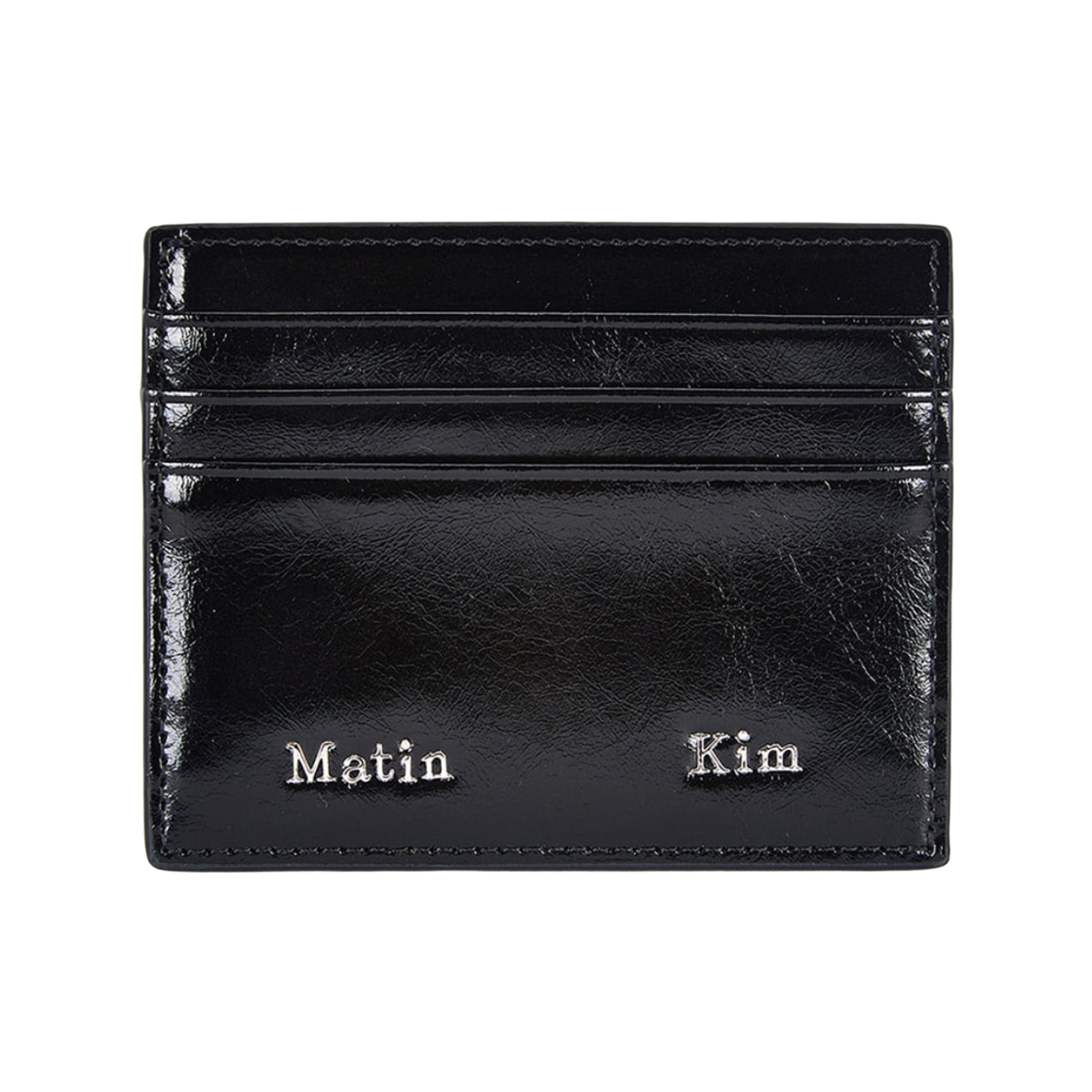 MK2500WL017VBB Matin Kim Steel Logo Card Wallet In Black