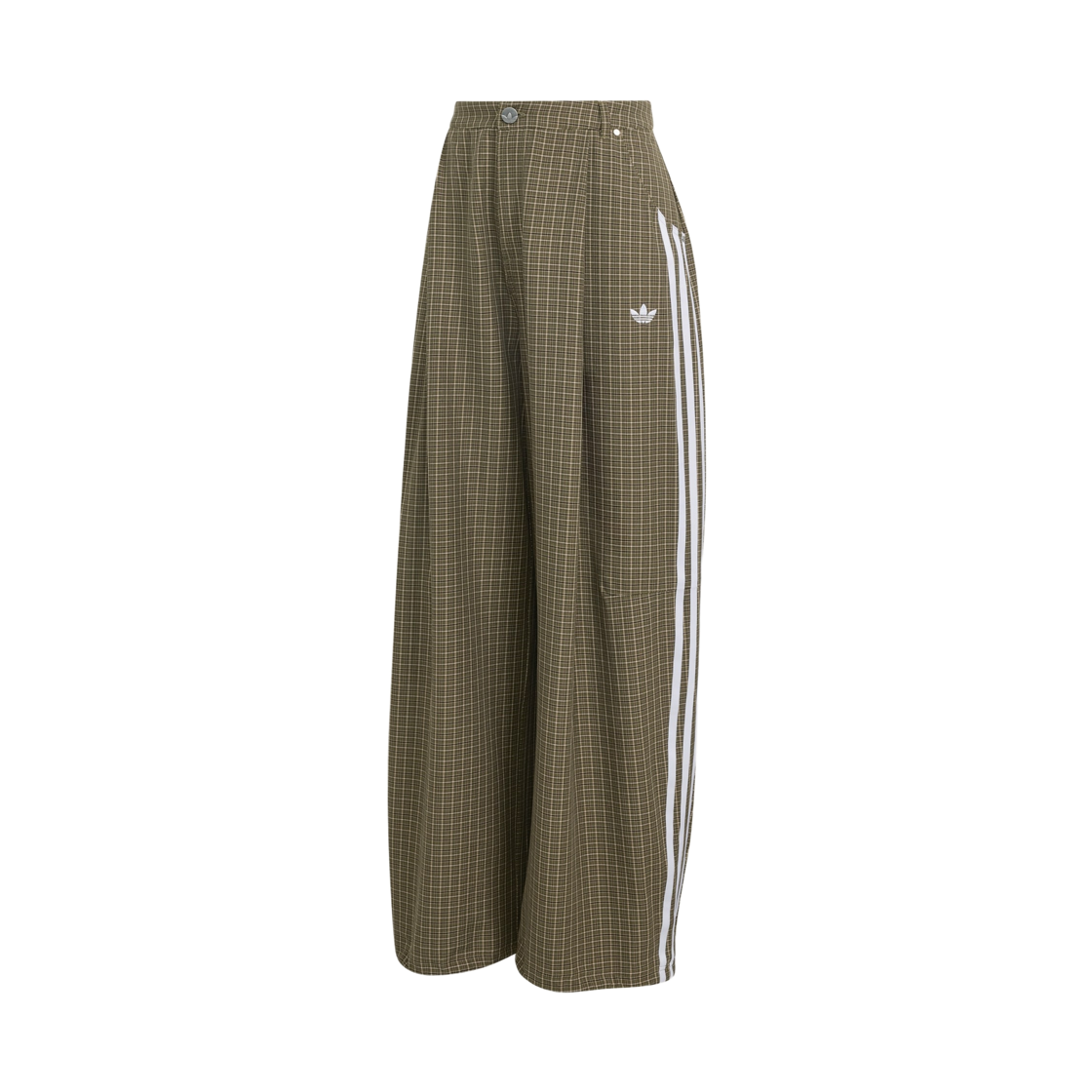 LE8308 (W) Adidas Checks Loose Pants Olive Strata Wonder Beige - KR Sizing