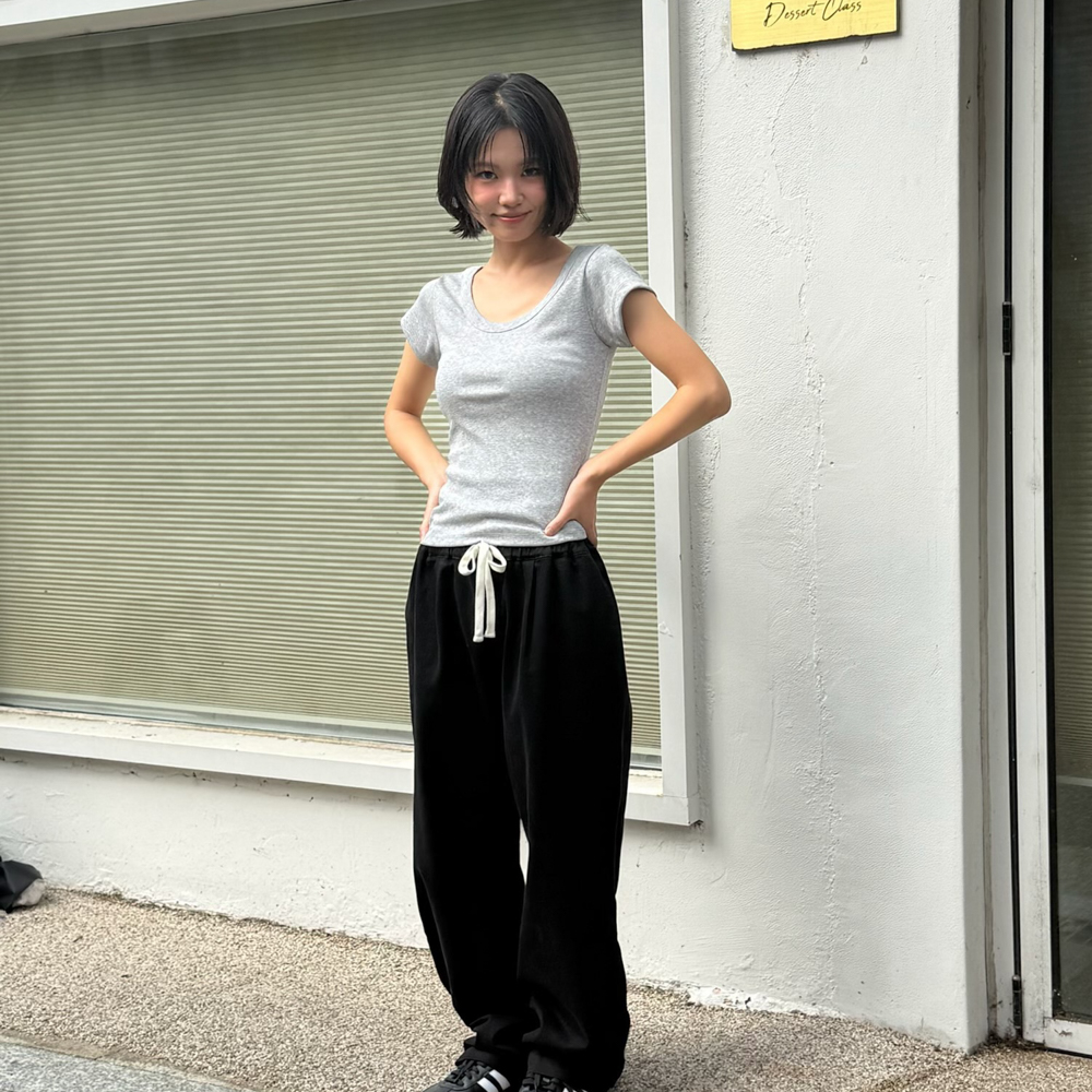 아모우 피스 세미 플레어 치노 팬츠 블랙(AMOU Peace Semi Flare Chino Pants Black) - 6
