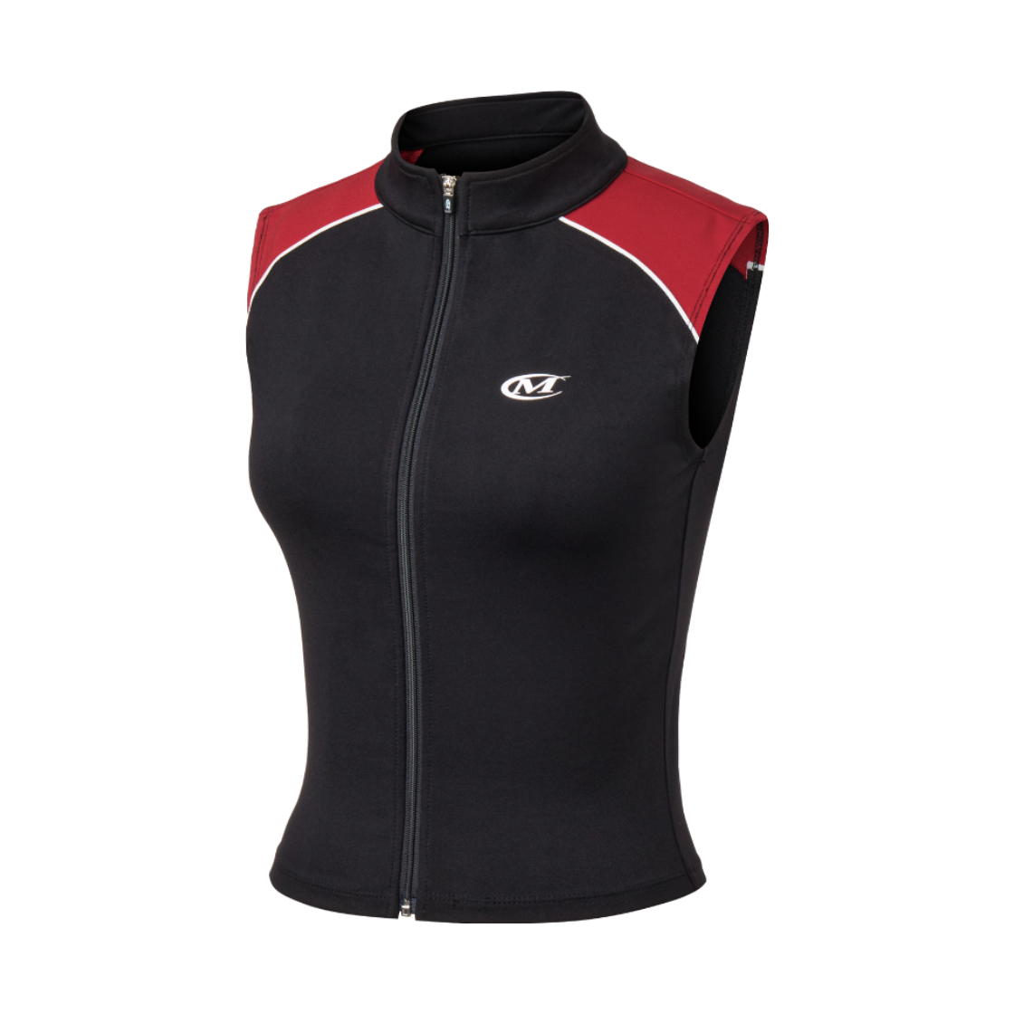 26SMWK-2602BK MIHAK Color Block Sleeveless Zip-up Jacket Black