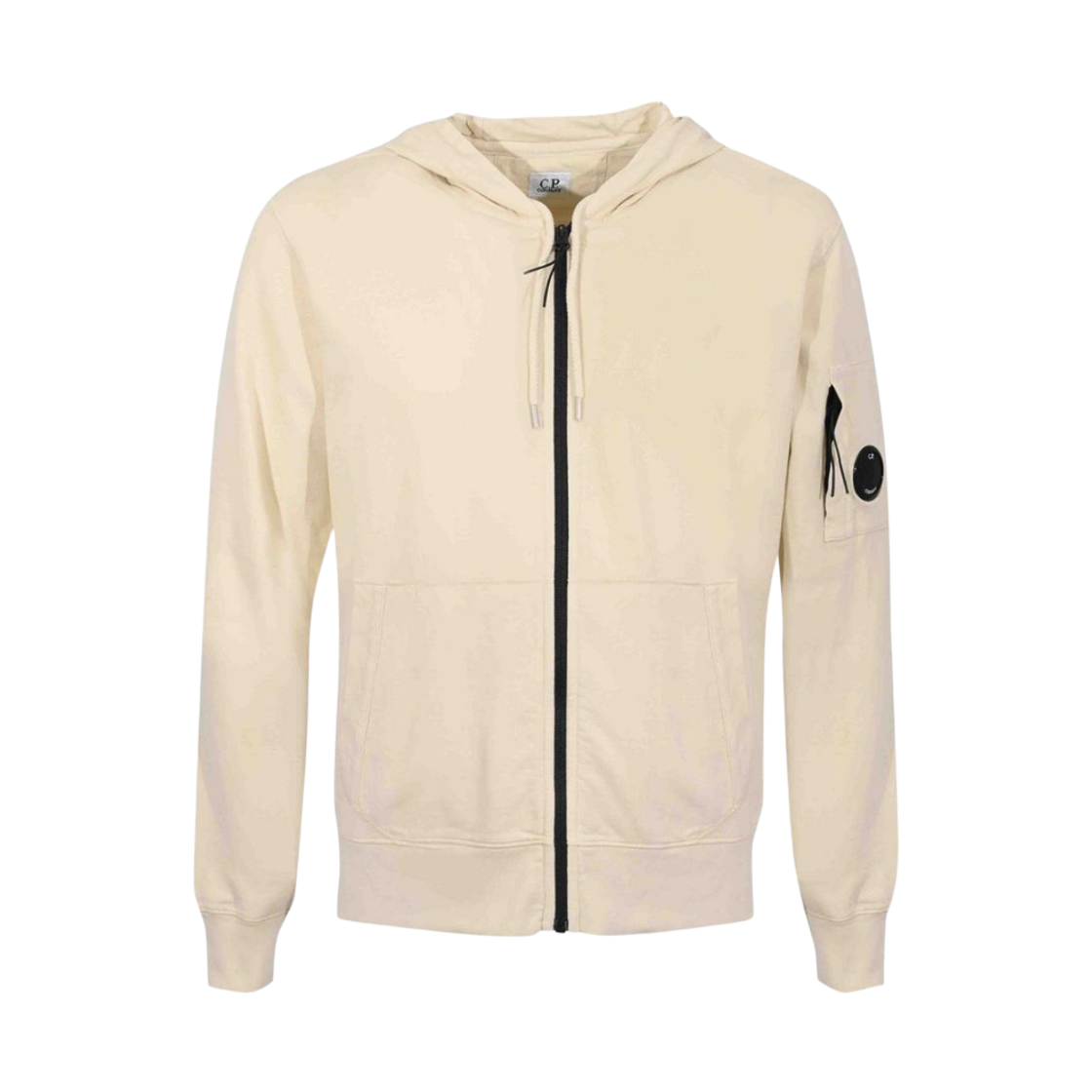 20CMSS081A002246G114 C.P. Company Zip Hooded Lens Sweatshirt Frozen Dew White - 26SS