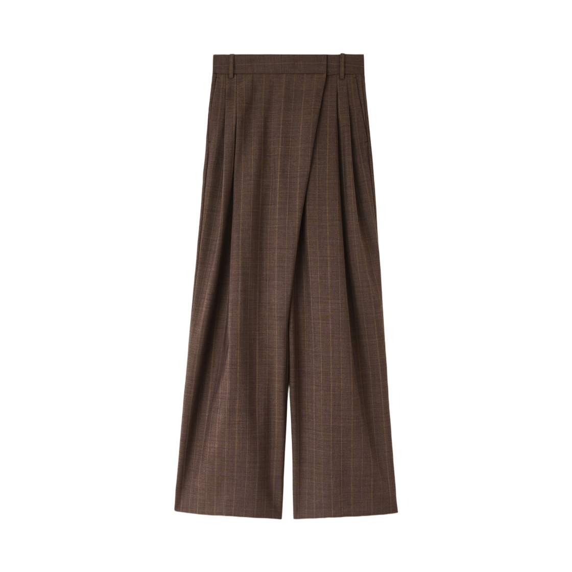A1080174-296 (W) Ganni Trousers in Brown Pinstripe Wool Rain Drum
