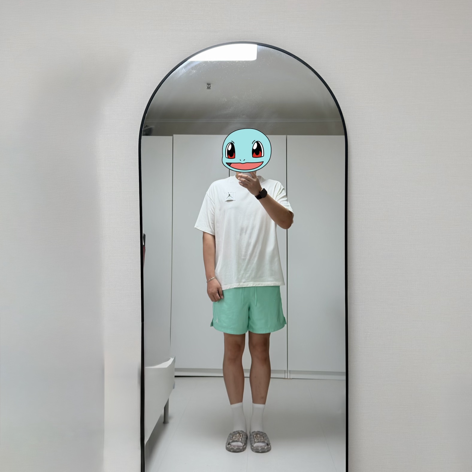Jordan Essentials 5 Inch Poolside Shorts Emerald Rise - Asia, Jordan Flight Essential Oversized T-Shirt Sail - Asia 착용 스타일 - 1