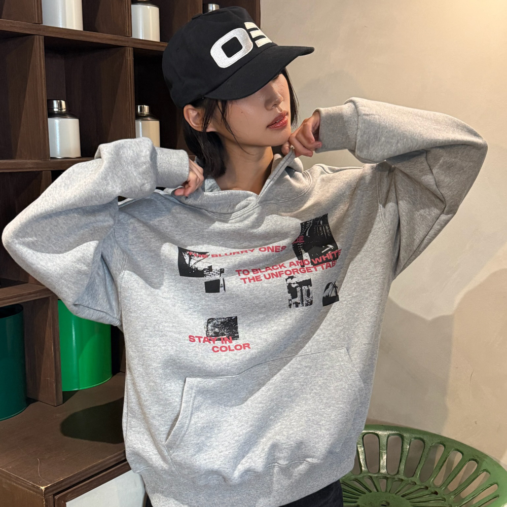 아모우 페이드 픽쳐 후디 그레이(AMOU Fade Picture Hoodie Gray) - 6