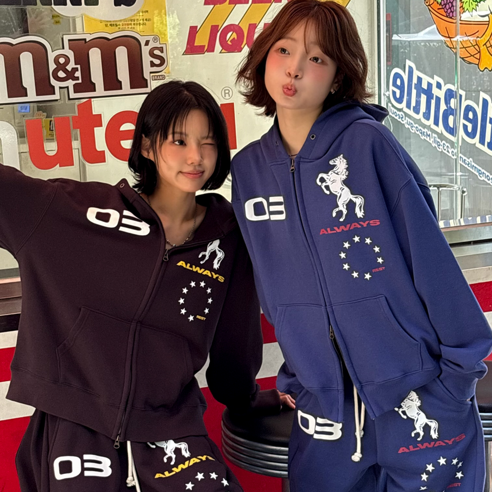 아모우 홀스 후디 집업 블랙(AMOU Horse Hoodie Zip-up Black) - 5