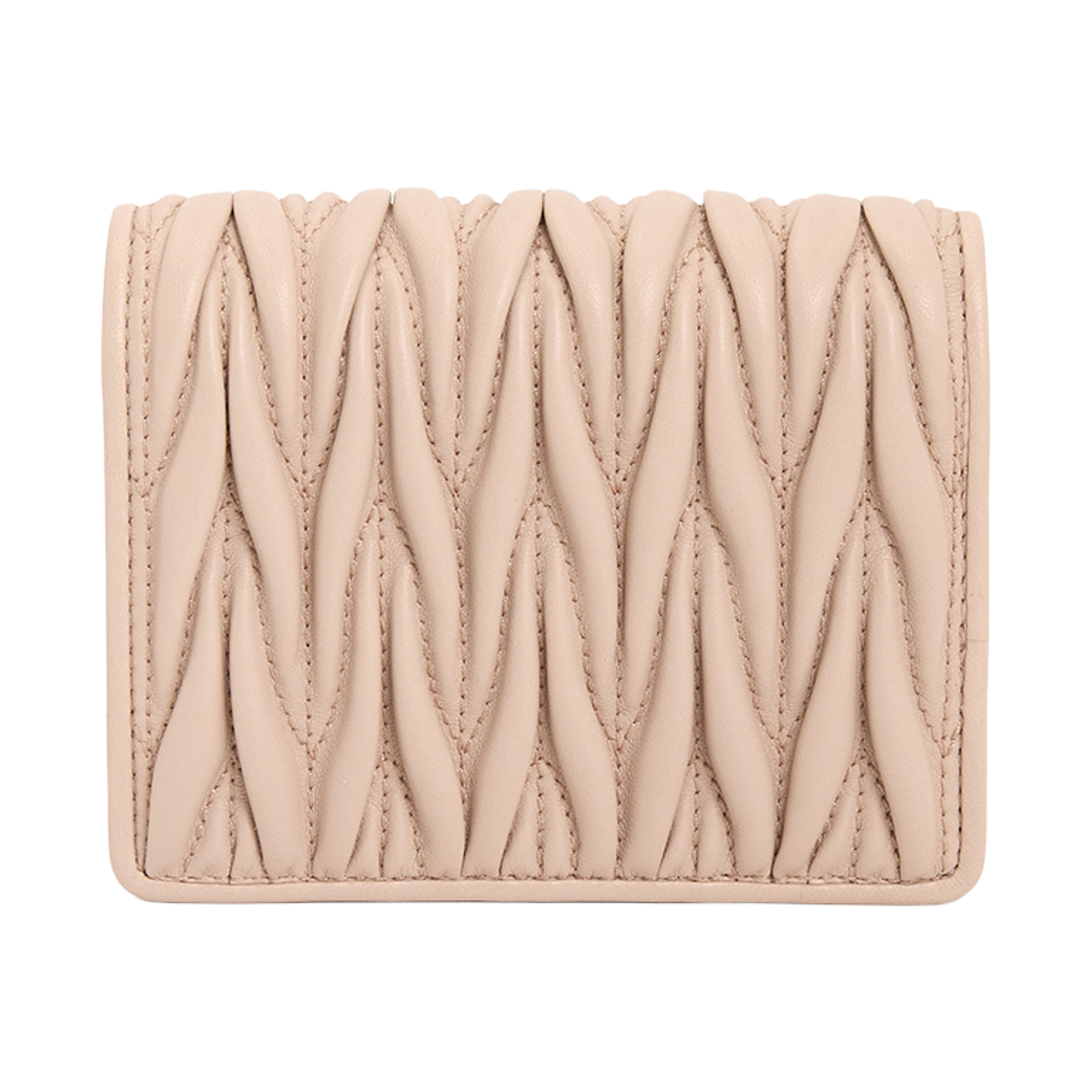 [25% 쿠폰] 미우 미우 스몰 마테라쎄 나파 레더 반지갑 파우더 핑크([25% 쿠폰] Miu Miu Small Matelasse Nappa Leather Wallet Powder Pink) - 3