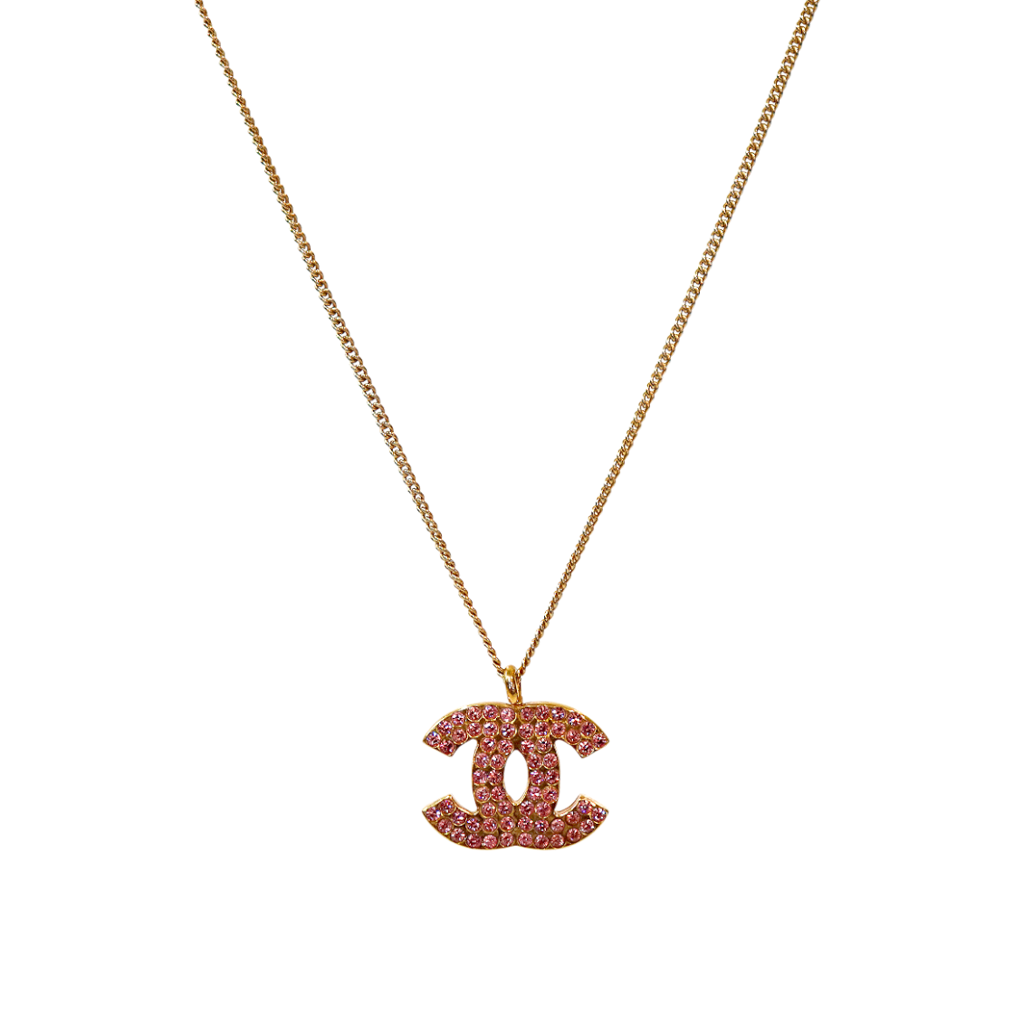 ITPMEDATMTB3 Chanel Pink Cubic CC Gold Necklace A-B61797
