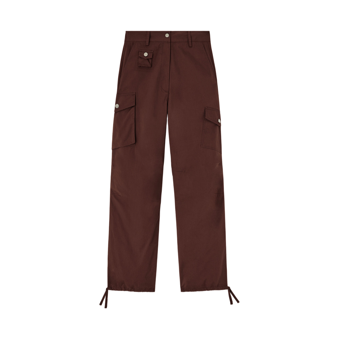 A1080164-979 (W) Ganni Cargo Trousers in Brown Cotton Chicory Coffee