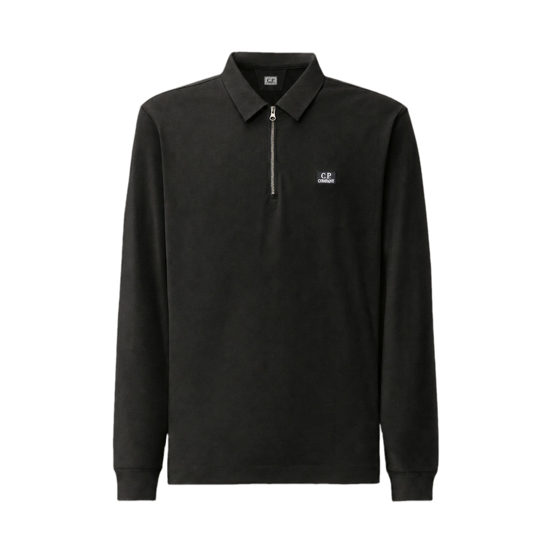 21CMPL152A005263W999 C.P. Company Stretch Piquet Long Sleeve Zip Polo Black - 26FW