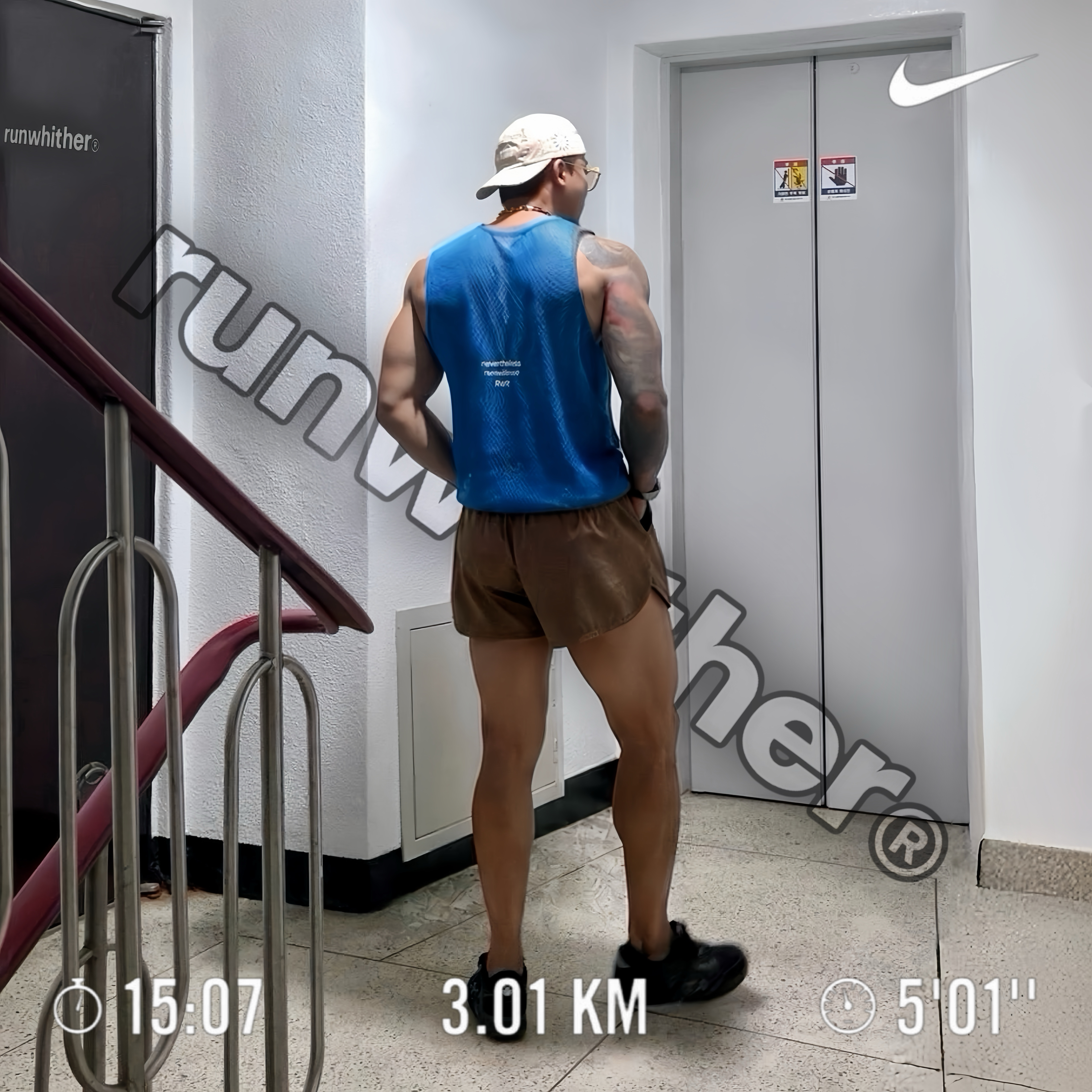 Supreme Bandana Camp Cap Tan - 21SS, [KREAM 단독] runwhither Singlet Blue 착용 스타일 - 1