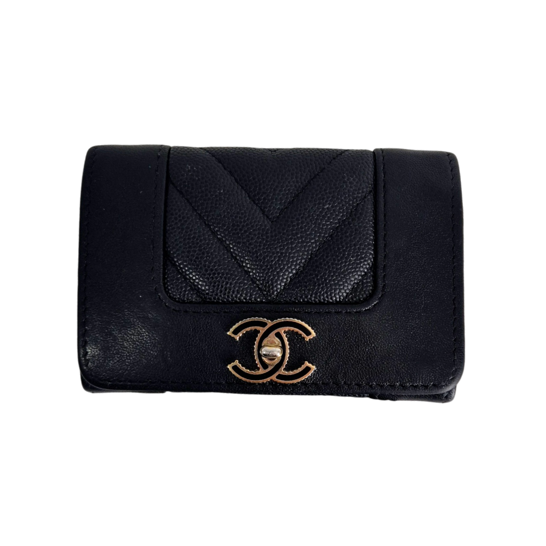 ITESHPQJJ33P Chanel Mademoiselle Caviar Card Holder Black A70117
