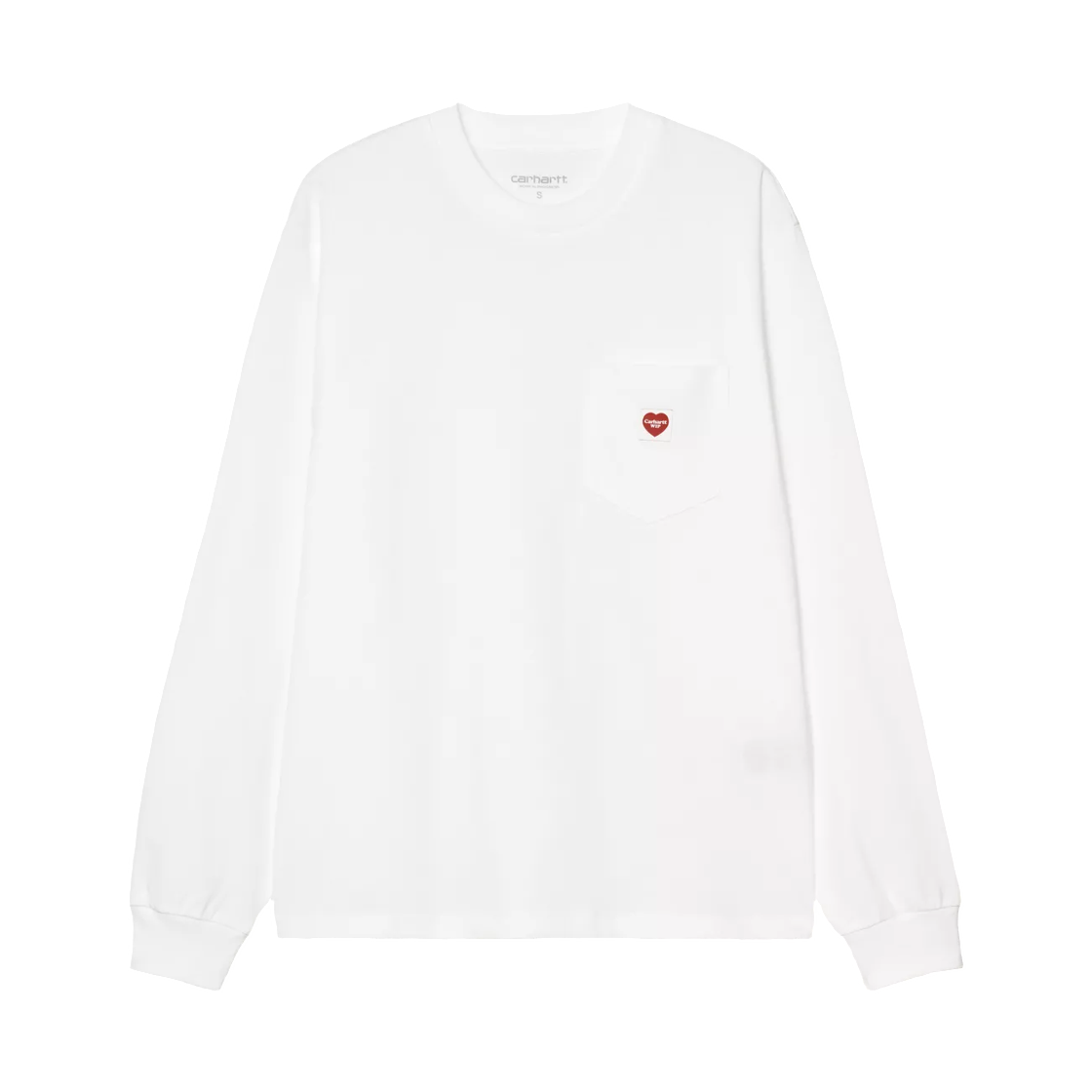 I037167-1WZ-XX (W) Carhartt WIP L/S Pocket Small Heart T-Shirt White Red