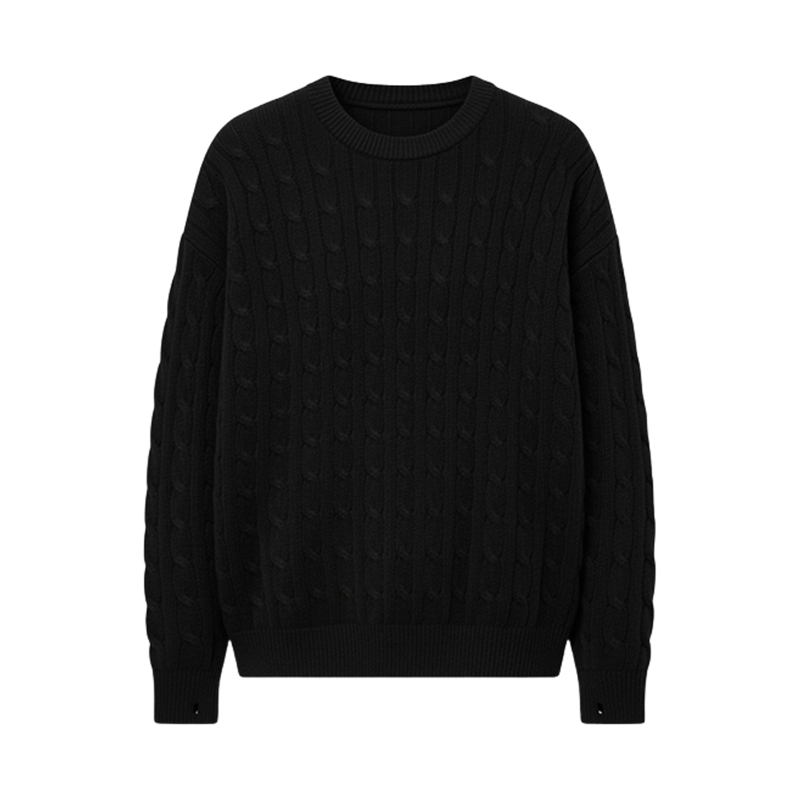 GC린드라운드니트꽈배기케이블-블랙 GCLIP Basic Loose Fit Crew Neck Cable Knit T-Shirt Black