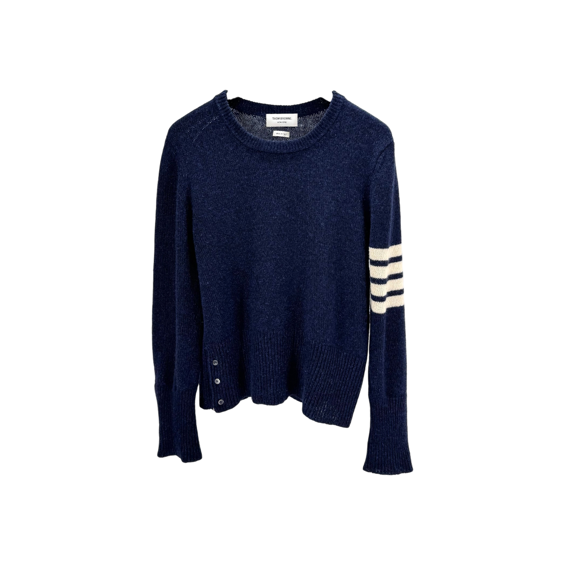 IT5BNNM4W7FA Thom Browne Diagonal Stripe Crew Neck Wool Knit Navy