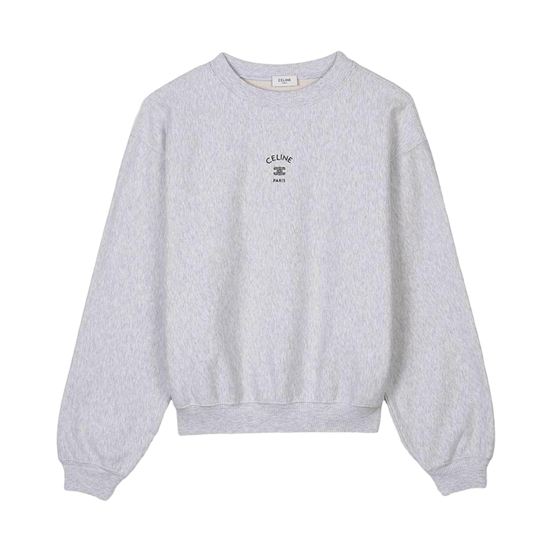 RY0U41233-10PB (W) Celine Cotton Fleece Sweatshirt Pale Grey Black