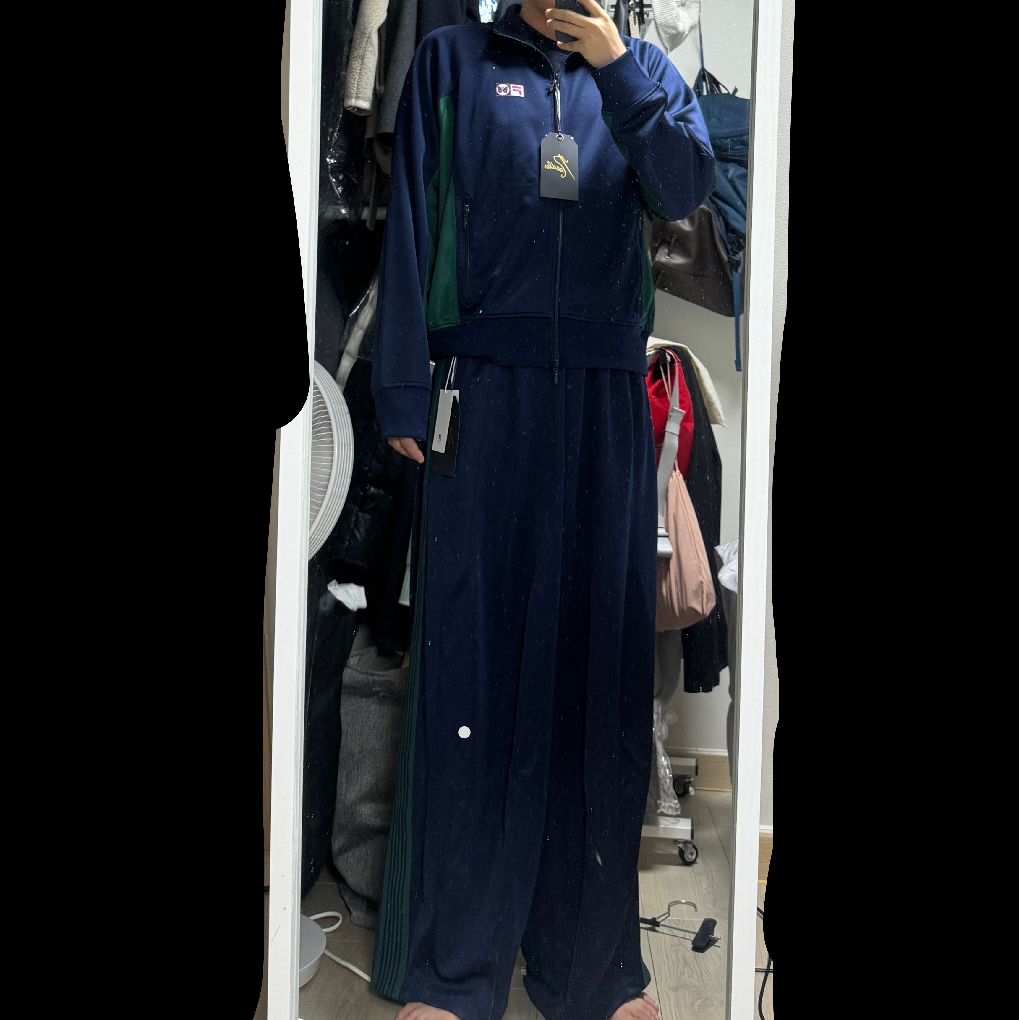 Needles x Fila Ventisei Track Jacket Blue, Needles x Fila Ventisei H.D. Track Pant Blue 착용 스타일 - 1