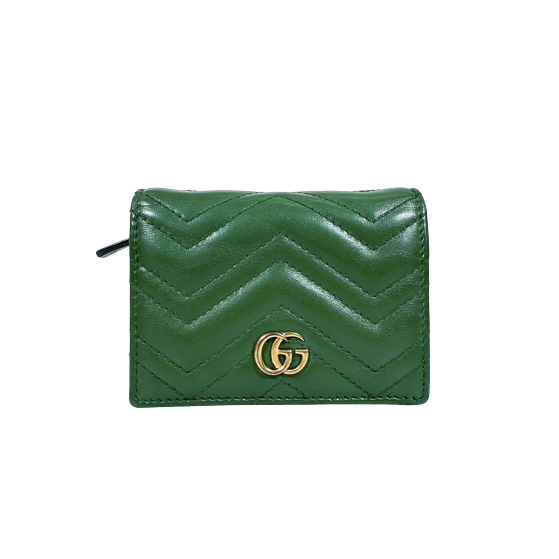 IT39DL8UDOCA Gucci Matelasse GG Marmont Card Case Wallet Green 466492