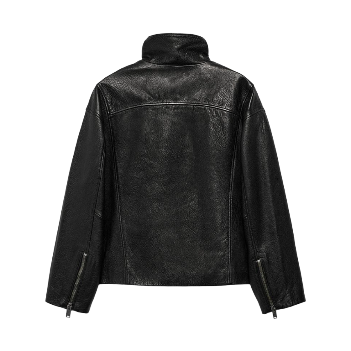 (W) 자라 100% 레더 오버사이즈 자켓 블랙((W) Zara 100% Leather Oversized Jacket Black) - 2