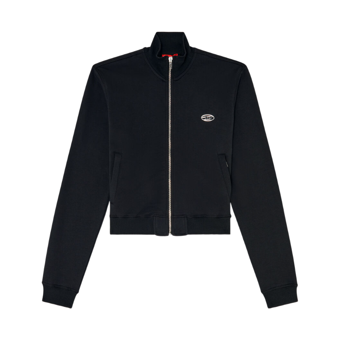 A228240BKBW-900 (W) Diesel Zipped Sweatshirt with Silver Oval D Black
