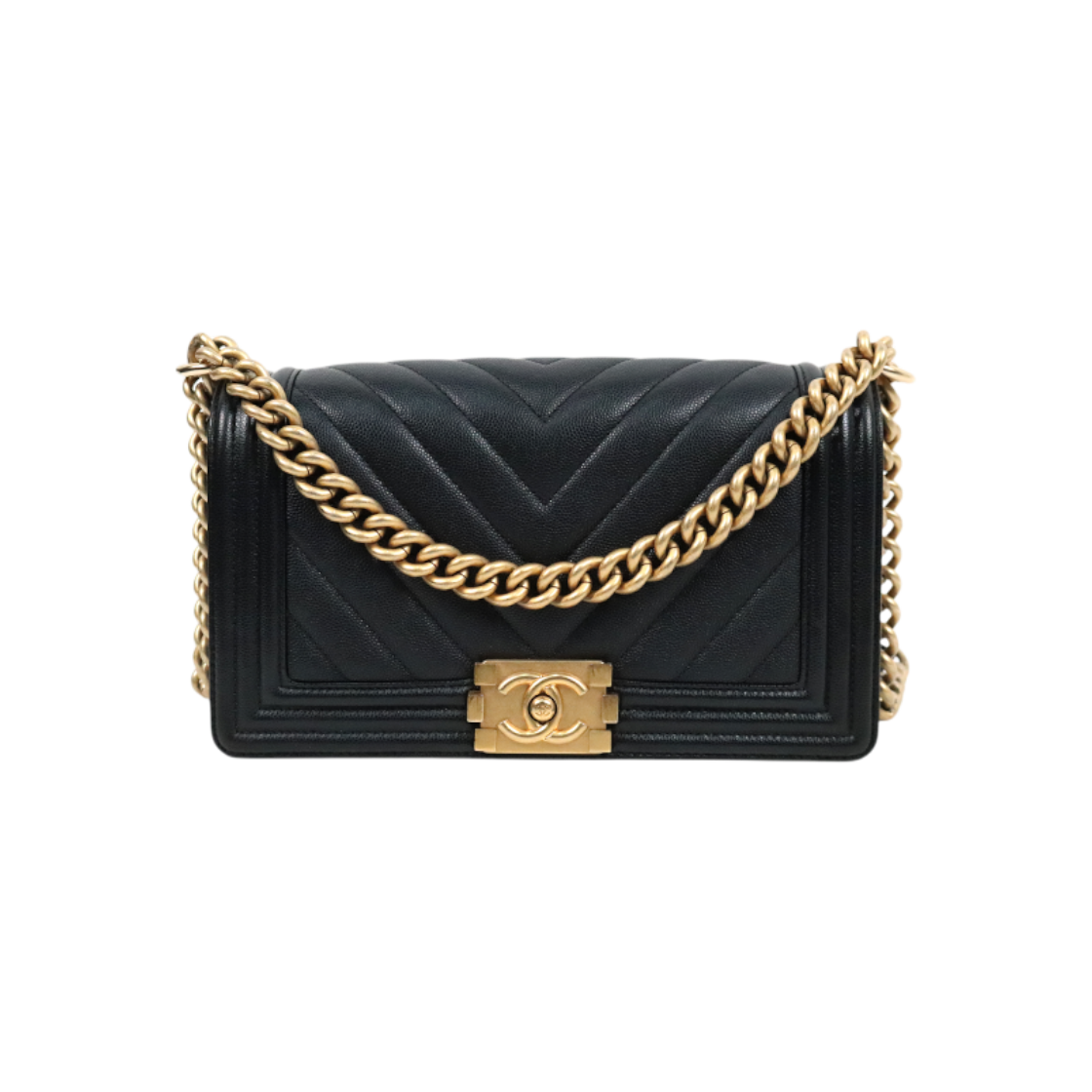 샤넬 블랙 쉐브론 보이백 C-A62093(Chanel Black Chevron Boy Bag C-A62093) - 1