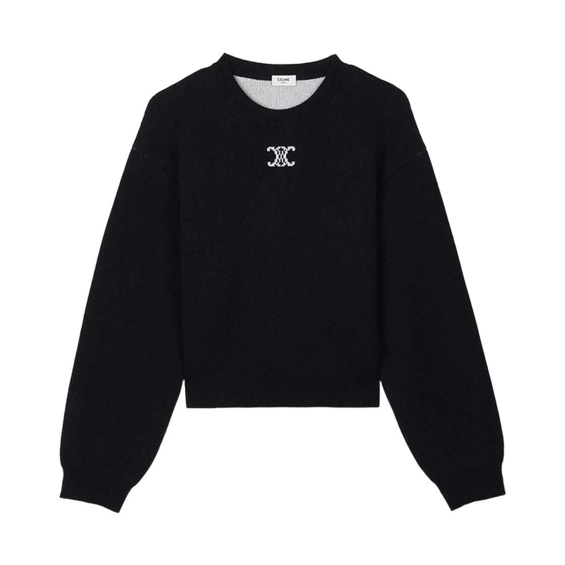 RY0M40X73-38OF (W) Celine Crewneck Cashmere Sweater Black White