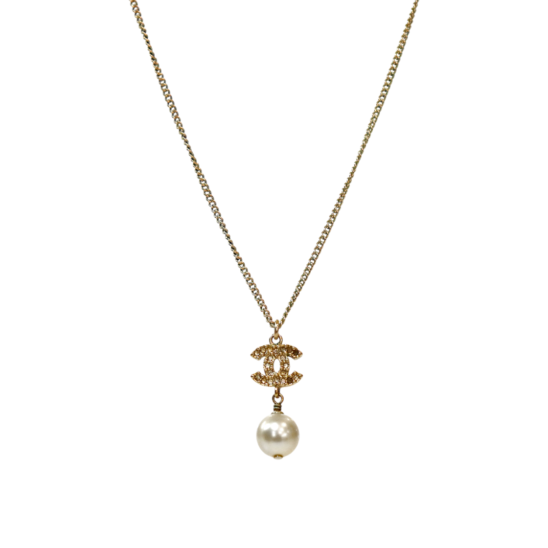 ITQICQQKHR4G Chanel Pearl Drop CC Gold Necklace C-B62619