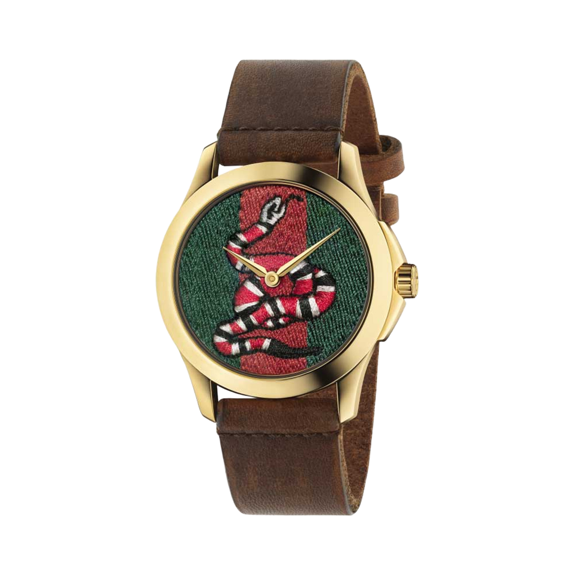YA1264012 [20% 쿠폰] Gucci G-Timeless Quartz 38mm Leather Green Red Vintage Brown