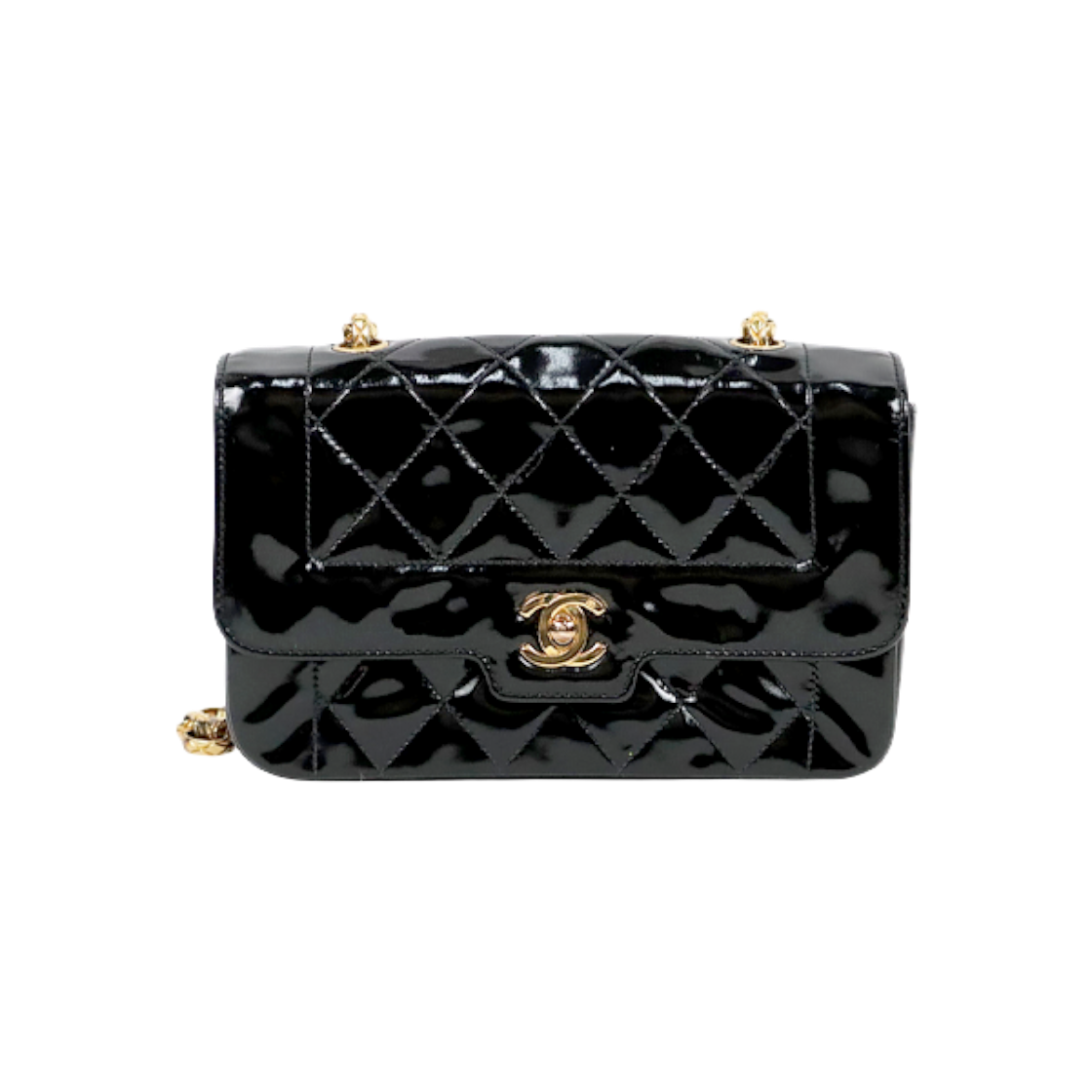 샤넬 블랙 페이던트 플랩 숄더백 A-A62844(Chanel Black Patent Flap Shoulder Bag A-A62844)