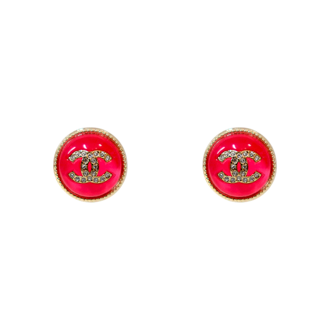 ITJ8SEAPTT7G Chanel Pink Coco Mark Round Earrings C-B61629