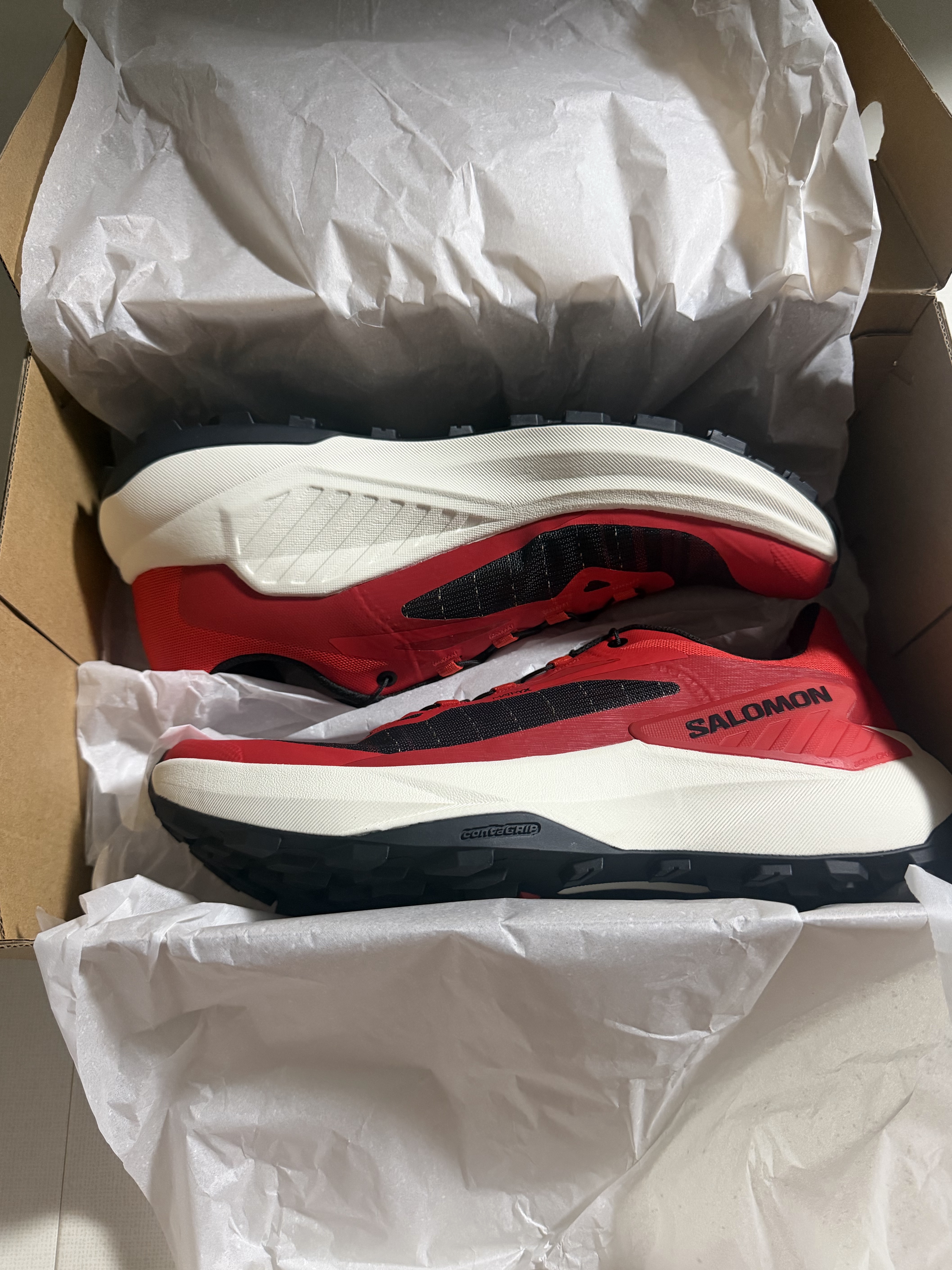 Salomon Genesis Fiery Red Lava Falls Black 착용 스타일 - 1