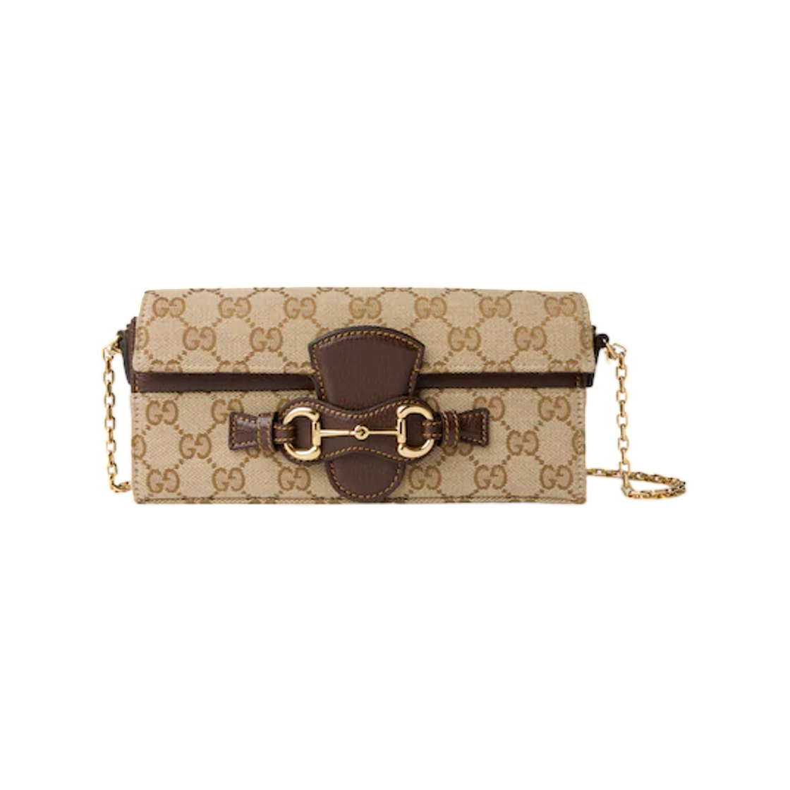 A006YU-FAGH8-9651 Gucci Horsebit Chain Wallet Sand Brown