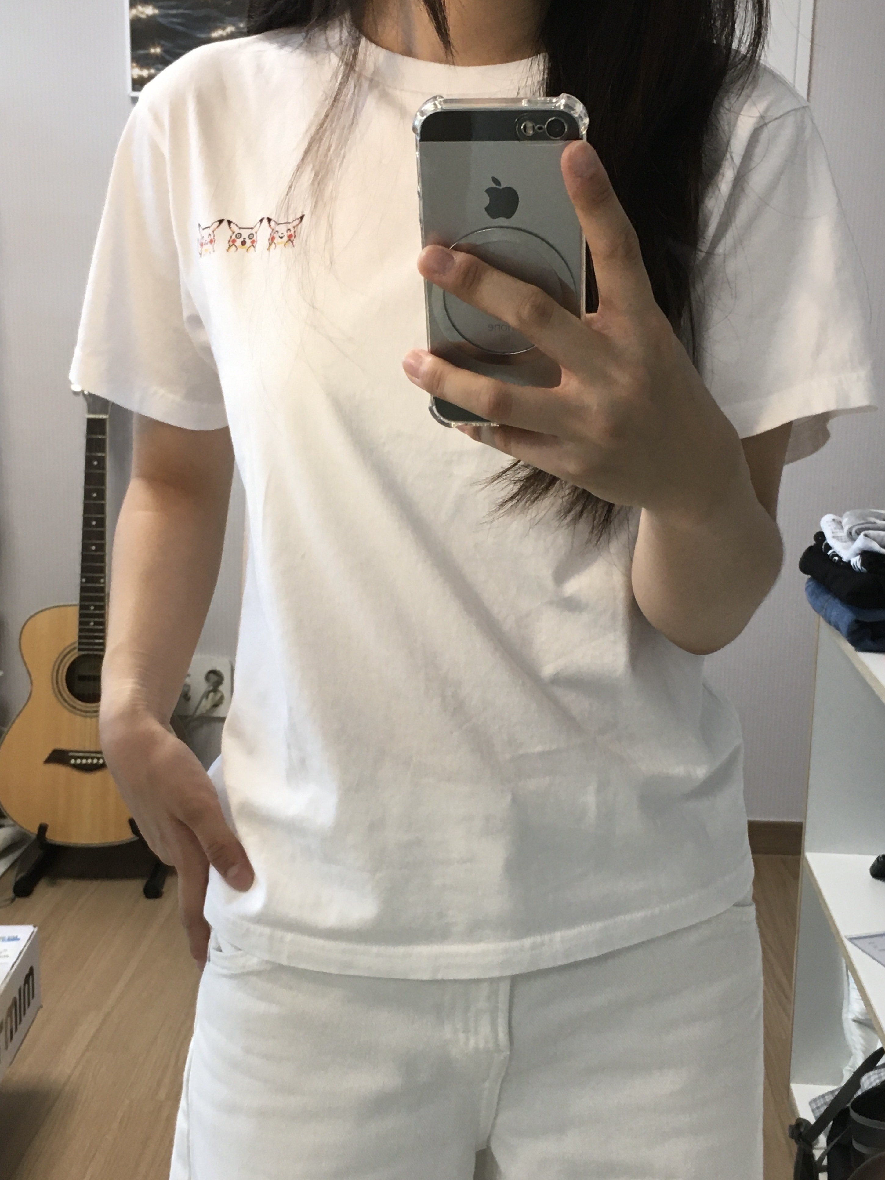 (Kids) Uniqlo UT x Pokemon Graphic T-Shirt H White, (W) Uniqlo Baggy Curve Jeans White - JP 착용 스타일 - 6