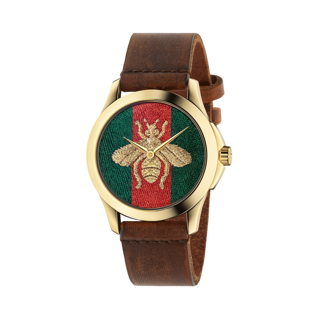 YA126451A [20% 쿠폰] Gucci G-Timeless Quartz 38mm Leather Green Red Vintage Brown