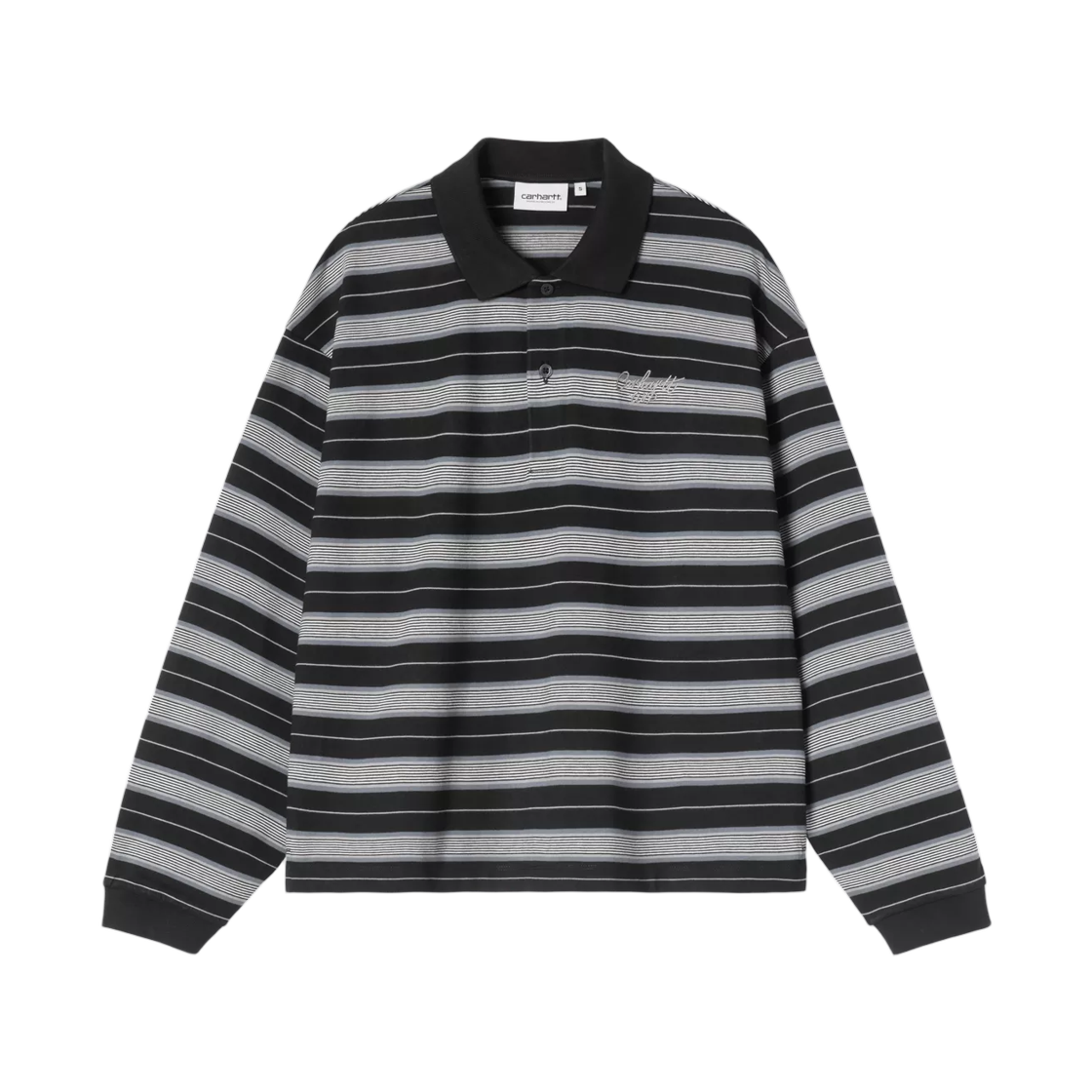 I037172-3UI-XX (W) Carhartt WIP L/S Bronson Polo Bronson Stripe Black