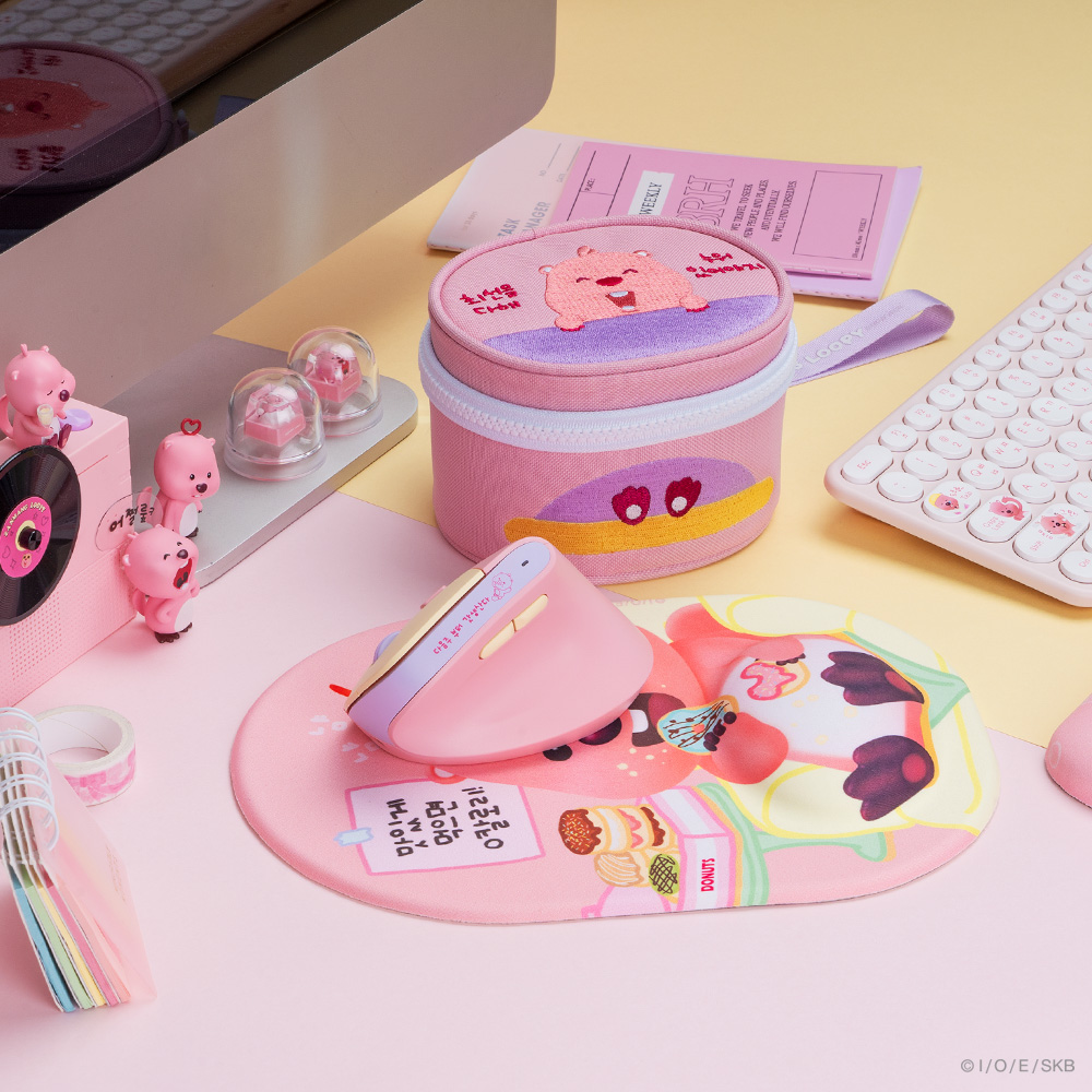 로이체 잔망루피 인체공학 저소음 버티컬 충전식 무선 마우스 + 파우치 세트(Royche Zanmang Loopy Ergonomic Silent Vertical Rechargeable Wireless Mouse + Pouch Set) - 3