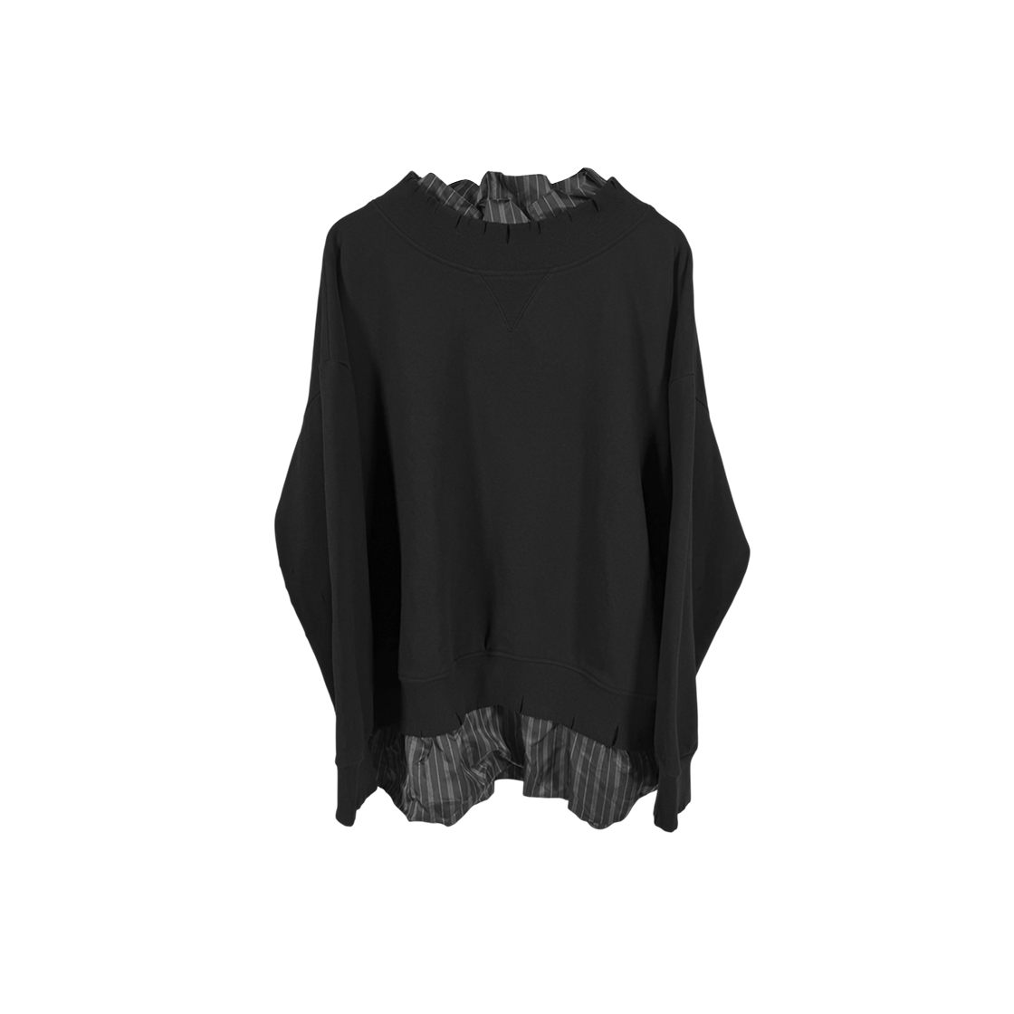 IT9QELPSVKO8 Maison Margiela Men Layered Distressed Oversized Sweatshirt Black
