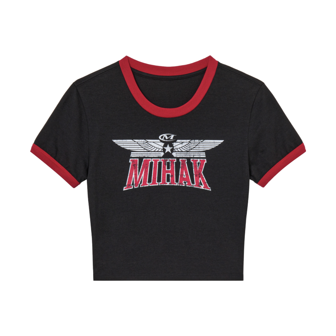 26SMWT-2210BK MIHAK Heritage Road Ringer Crop T-shirt Black